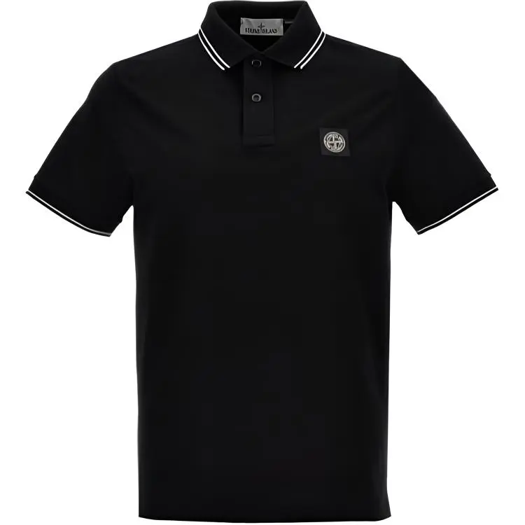STONE ISLAND Logo Patch Short Sleeved Polo Shirt