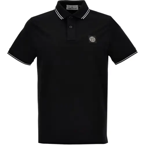 STONE ISLAND Logo Patch Short Sleeved Polo Shirt