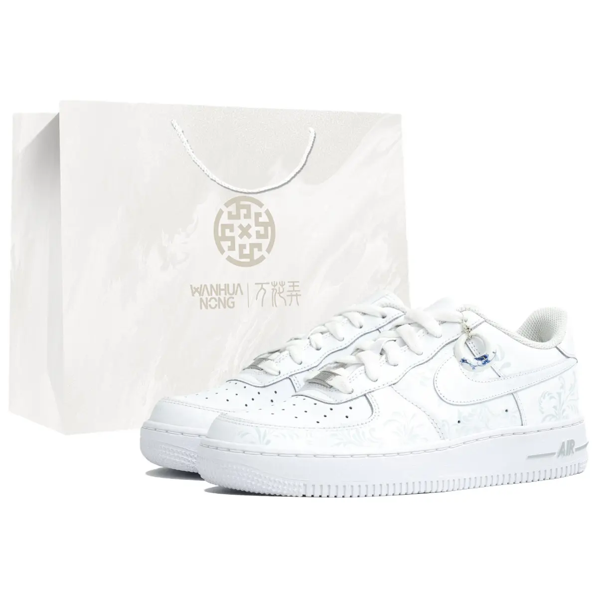 Nike Air Force 1 07 Wan Hua Tang, Warmed Blue And White Porcelain, Box Slip Resistant Low top Skateboard Shoes Unisex