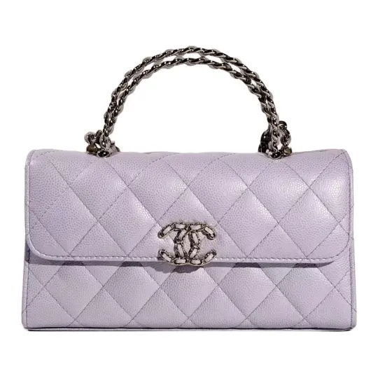 CHANEL Chanel 26S Kelly Classic Double C Logo Глянцевая зернистая телячья кожа Сумка через плечо на одно плечо Женская женская сумка Taro Purple
