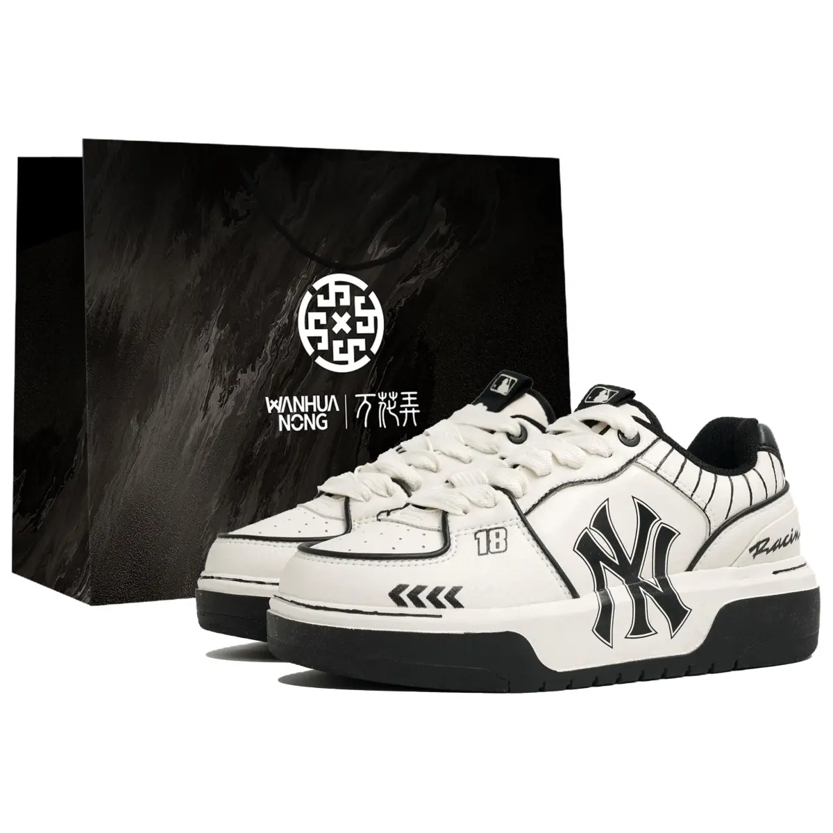 MLB Chunky Liner Myriad Flowers, Ink White, Shopping Bag Slip Resistant Abrasion Resistant Low top Skateboard Shoes
