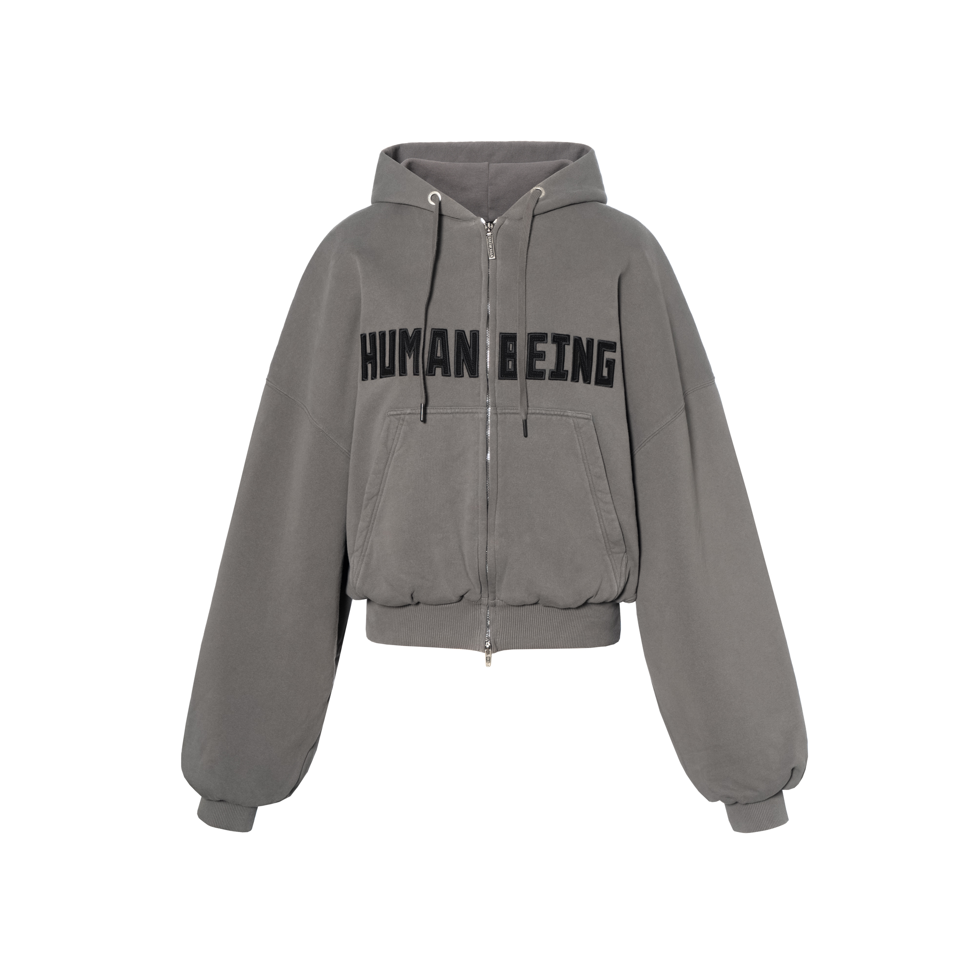 Мужское худи Balenciaga Balenciaga SS25 HUMAN BEING ROUND HOODIE (темно-серое)