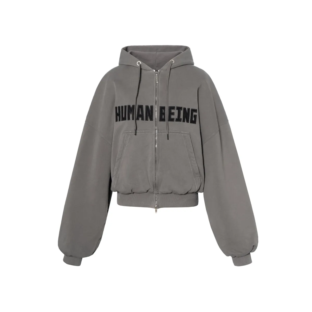 Balenciaga SS25 HUMAN BEING ROUND HOODIE Sweatshirt Loose Fit Men's Dark Gray