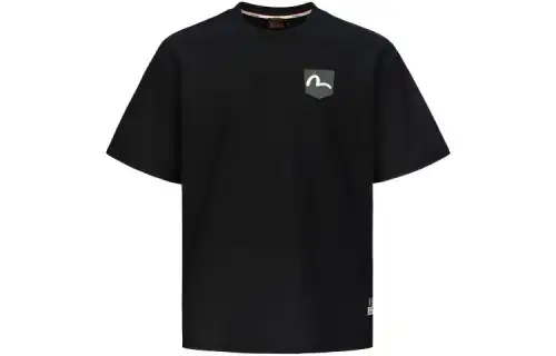 EVISU T Shirts Men's Black Crew Neck Moderate Straight Fit