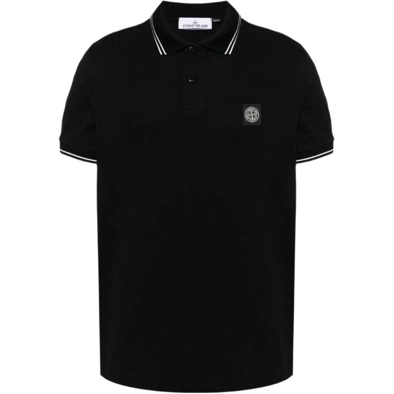 Мужское поло STONE ISLAND SS24 Striped Polo (черное)