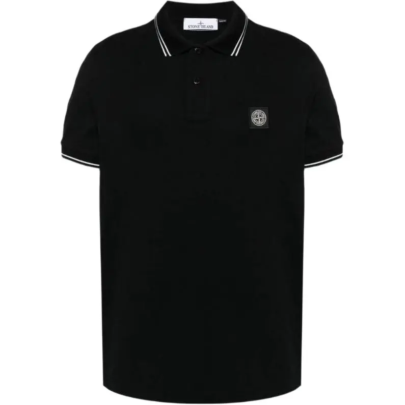 STONE ISLAND Logo Patch Short Sleeved Polo Shirt