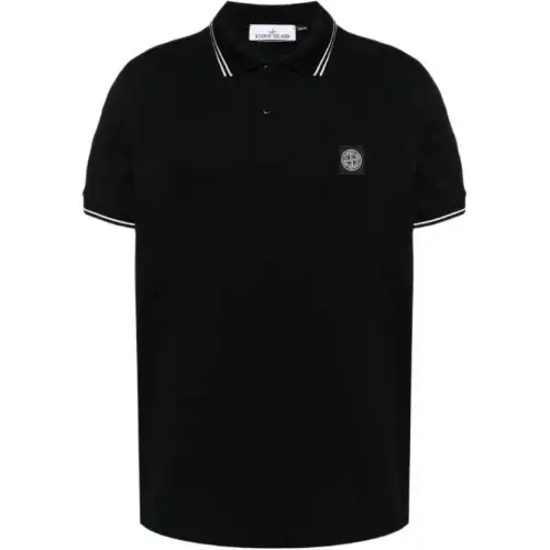 STONE ISLAND Logo Patch Short Sleeved Polo Shirt