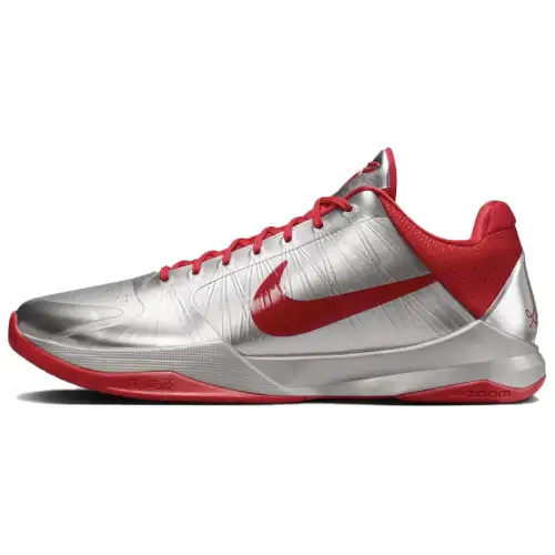 Nike × Caitlin Clark Zoom Kobe 5 Protro fashionable and comfortable basketball shoes for men and women, silver and red