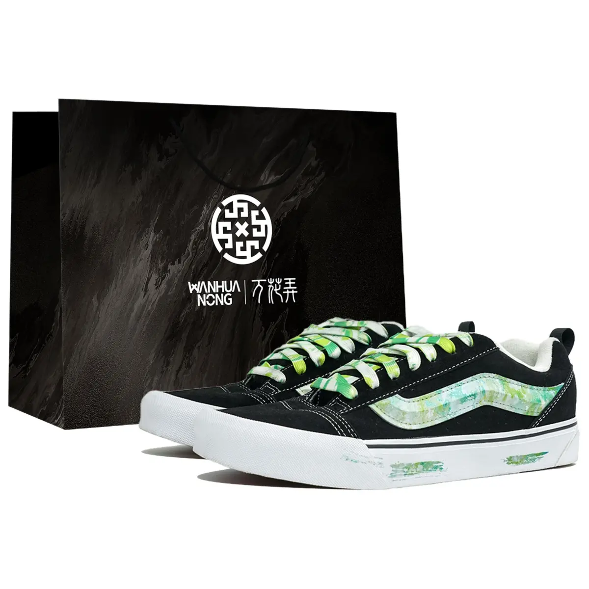 Vans Knu Skool Kaleidoscope, A Touch Of Turquoise, Shopping Bag Low top Skateboard Shoes Unisex Black White Green