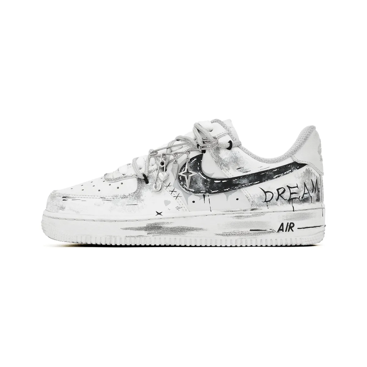 Nike Air Force 1 Nightmare Phantom Wear resistant And Lightweight Low Top Skateboard Shoes Men's Black White