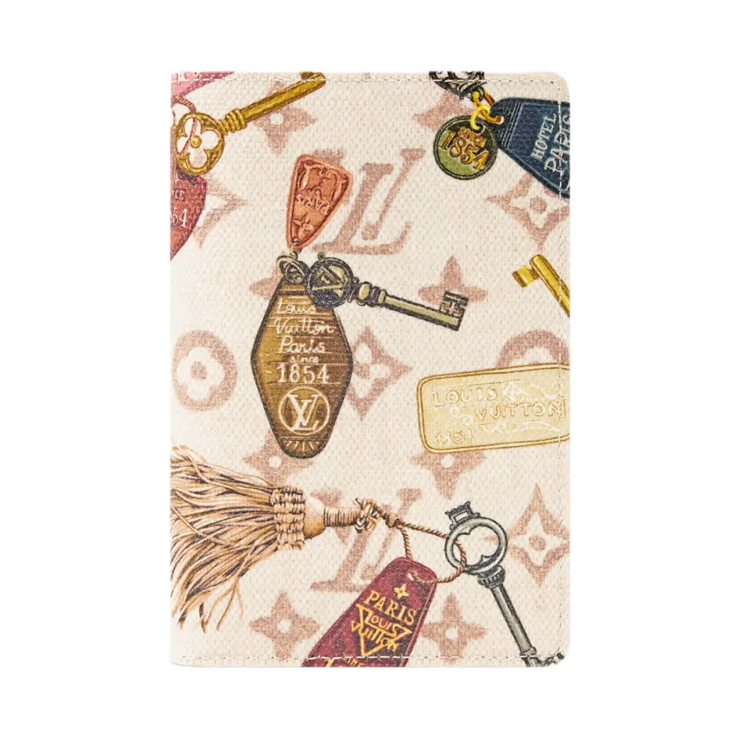 LOUIS VUITTON Monogram Dune Coated Canvas, Artificial Leather Passport Holder Regular Women's Beige