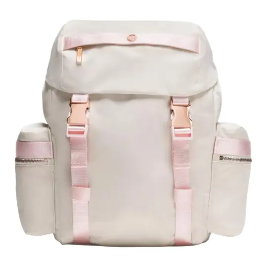 Lululemon Wunderlust 14L брендовый логотип из водонепроницаемой ткани, нейлоновый рюкзак, женский маленький размер цвета слоновой кости с жемчужной пудрой