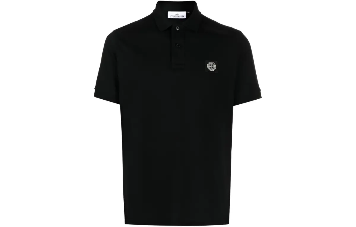 Stone Island Compass-patch piqué polo shirt