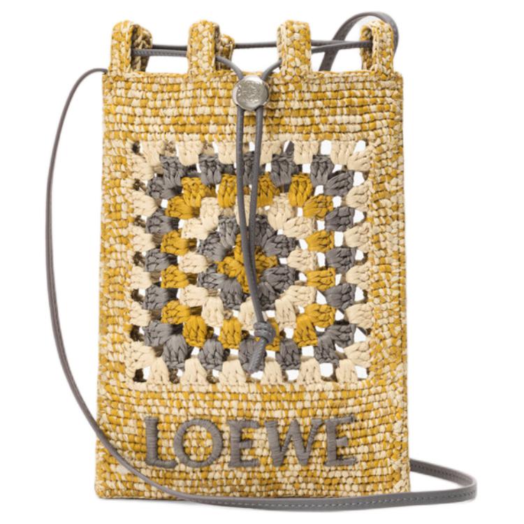 Женская сумка LOEWE Anagram Pebble (серо-желтая)