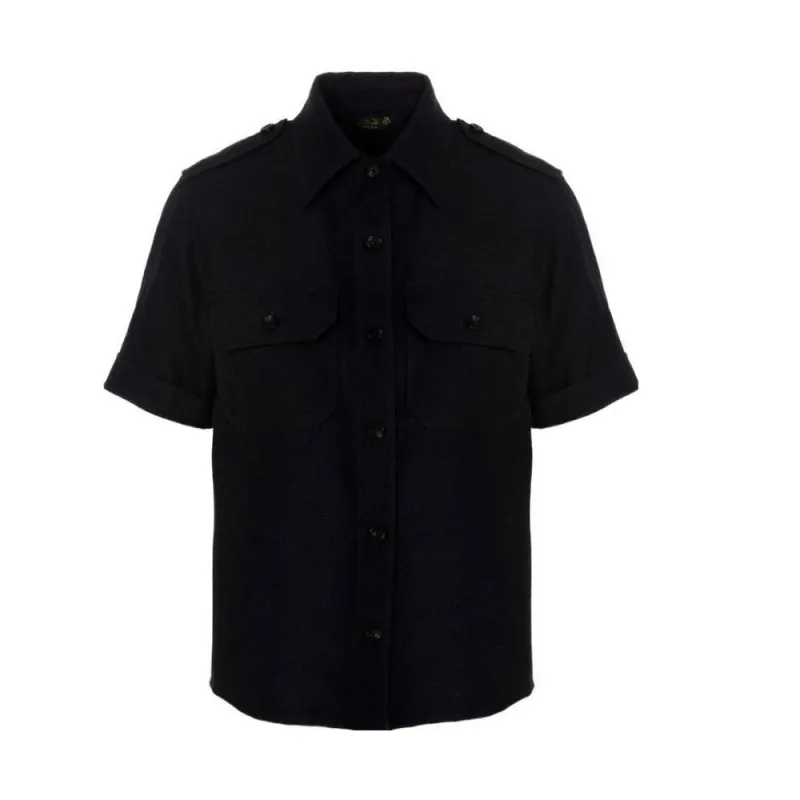 Loro Piana Shirts Women's Black Pointed Collar Moderate Other