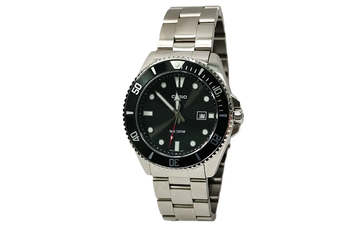 CASIO Custom Collection Quartz Movement Stainless Steel Strap Watch Men's Watches Black Dial