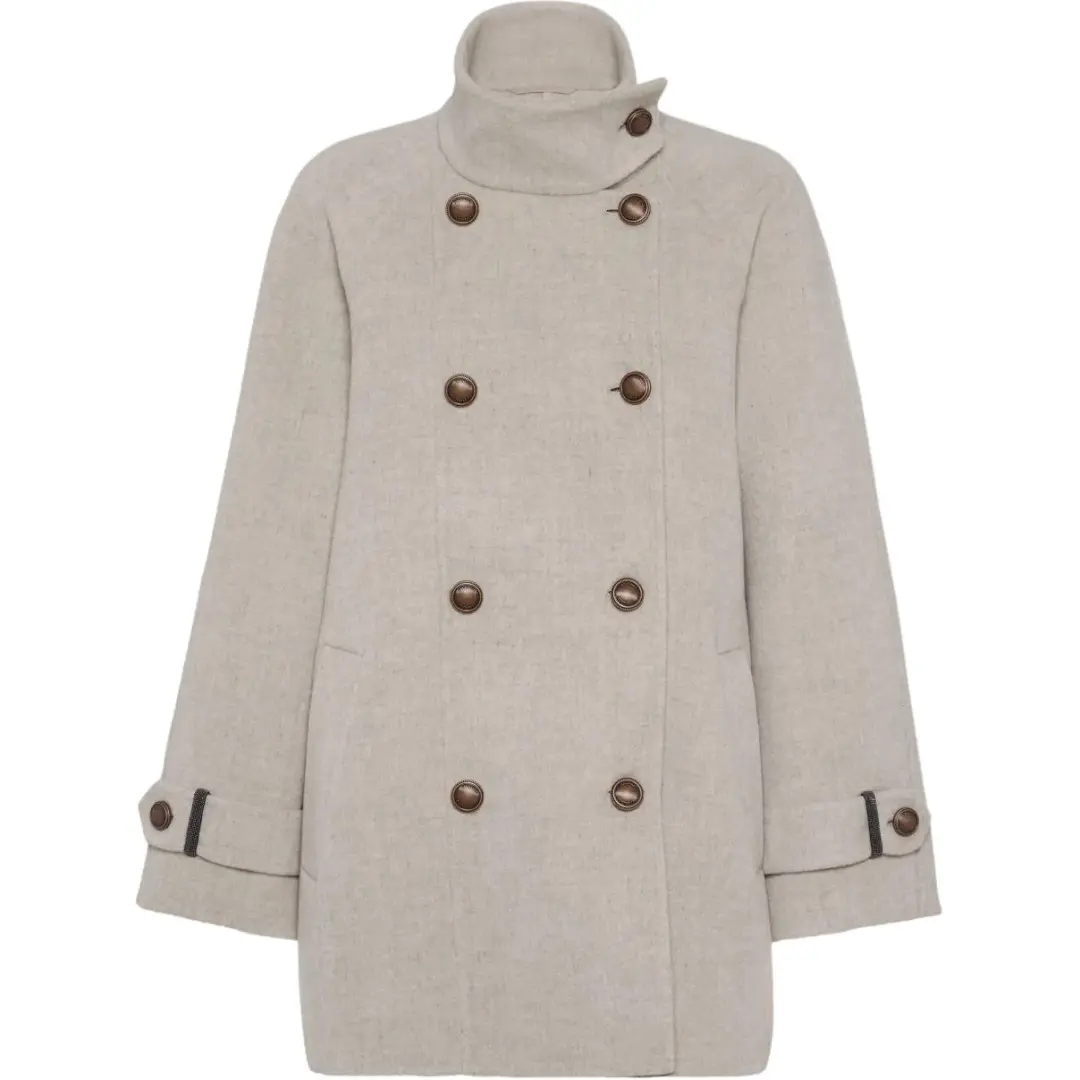 Brunello Cucinelli Double Breasted High Neck Coat
