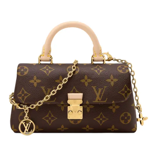 LOUIS VUITTON Nano Madeleine Gold Hardware Presbyopia с принтом монограммы и покрытием из холста сумка через плечо женская коричневая