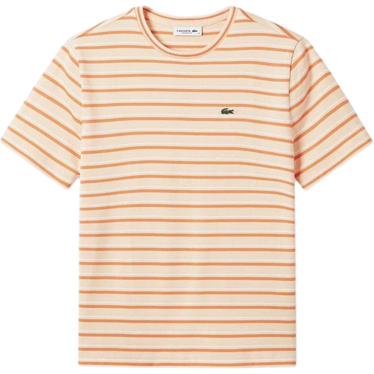 Женская футболка LACOSTE Striped T-shirt (бело-синяя)