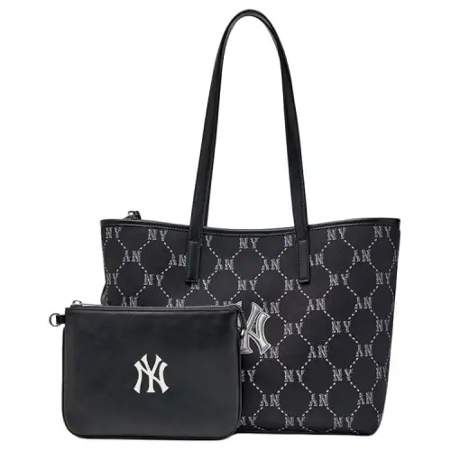 MLB Spring 26 New York Yankees Diamond Presbyopia Large Capacity Artificial Leather and Polyester Shoulder Bag Uniform Couple Style Black