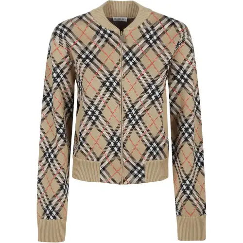Burberry Checked Zip-Up Cardigan