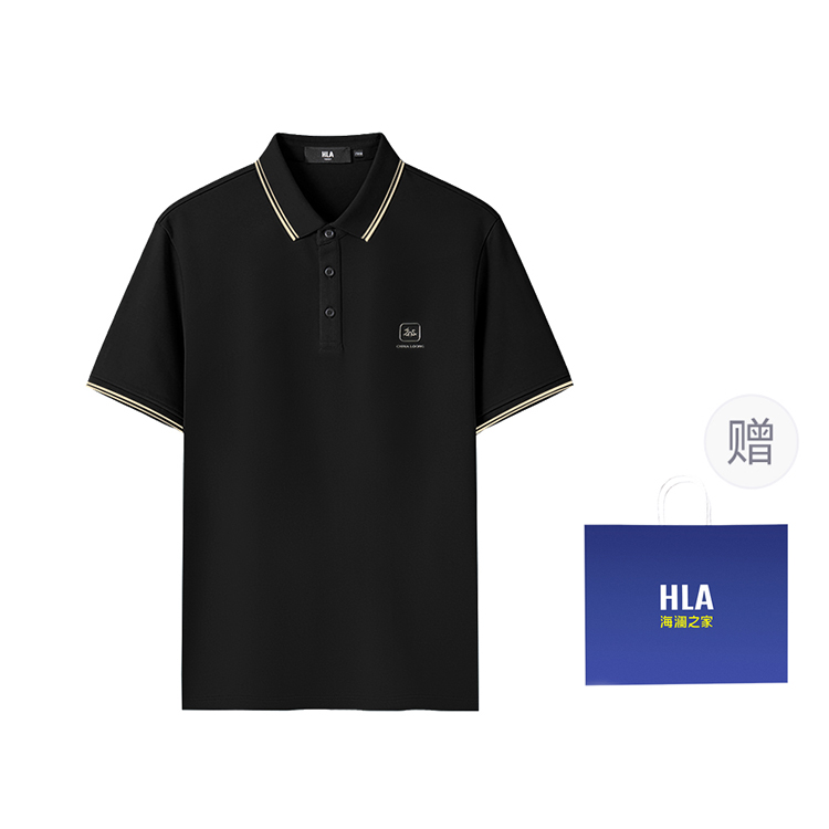 Heilan House HLA Chinese Dragon Series Light Business Dragon Print Moisture-wicking, Antibacterial, Anti-mite and Cool Feel Pique Mesh Fabric Sewn Buttons Shiny and Glossy Daily Commuting and Traveling Lapel Casual Short-Sleeved Polo Shirt Men's Style Included Gift Box