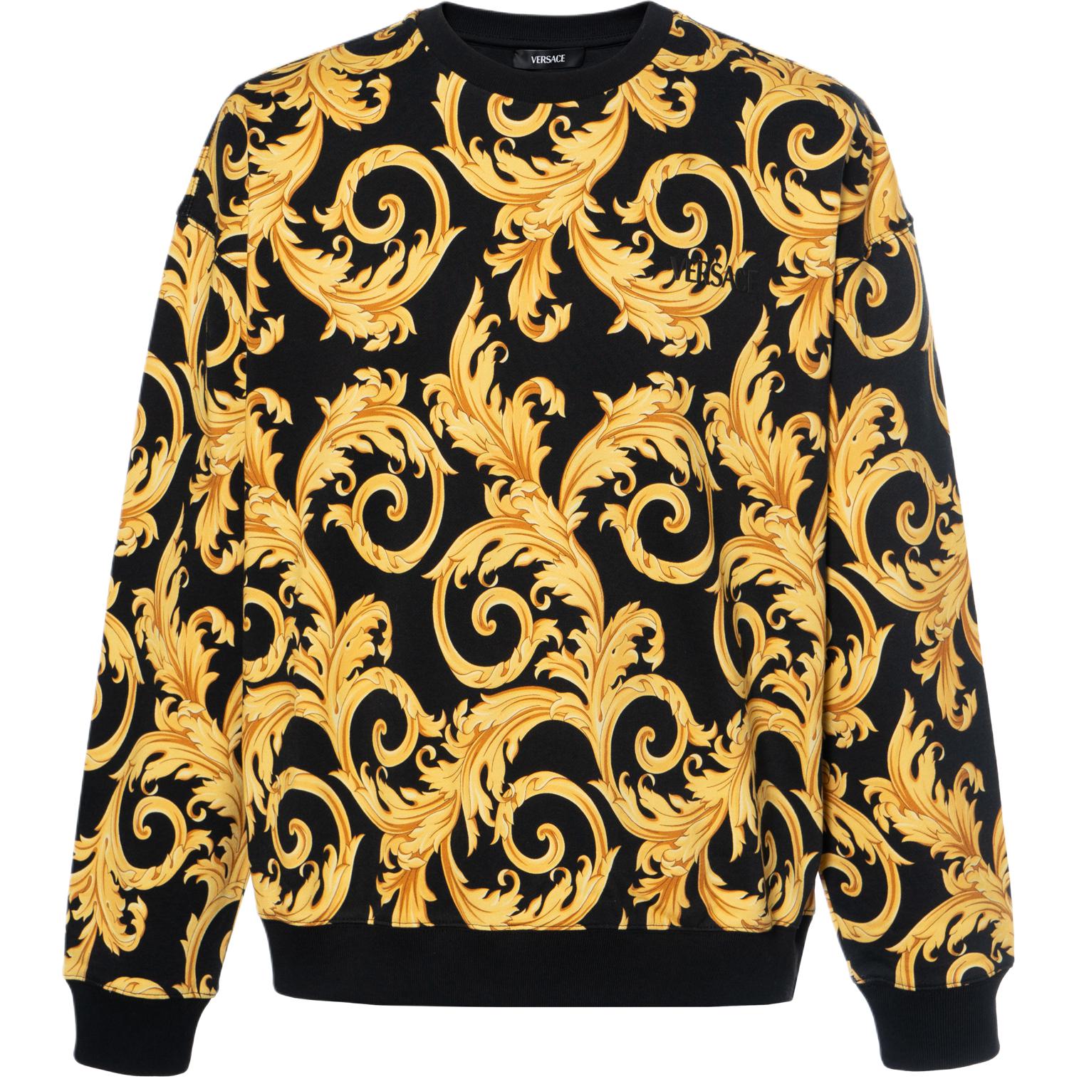 Мужское худи Versace Baroque Sweatshirt (черно-золотое)