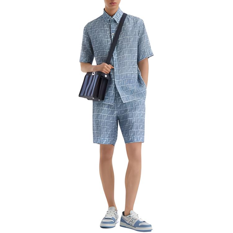 Мужская рубашка Fendi (синий) — фото 3