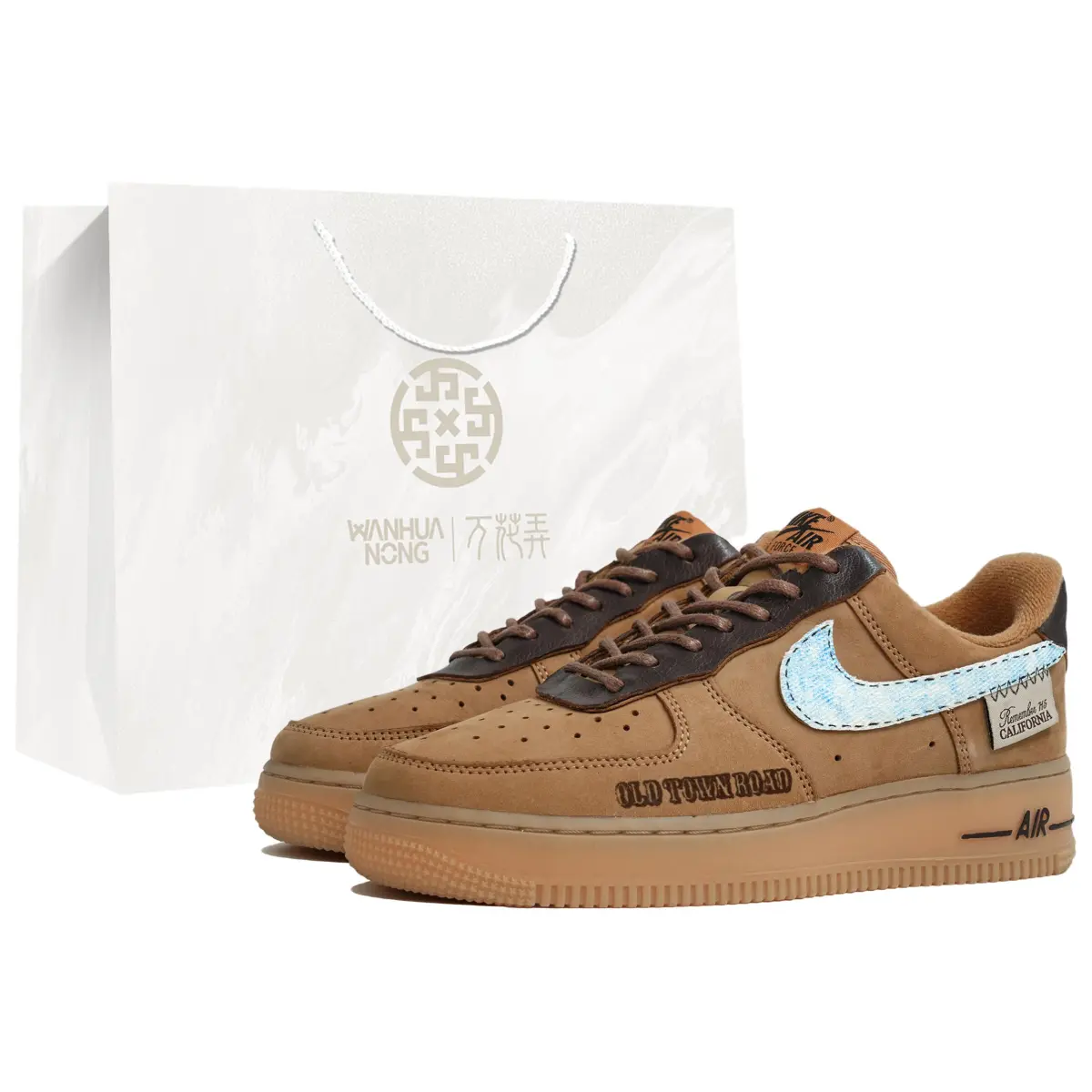 Nike Air Force 1 07 LV8 Wheat/Flax Kaleidoscope, Old Path, Shopping Bag Slip Resistant Abrasion Resistant