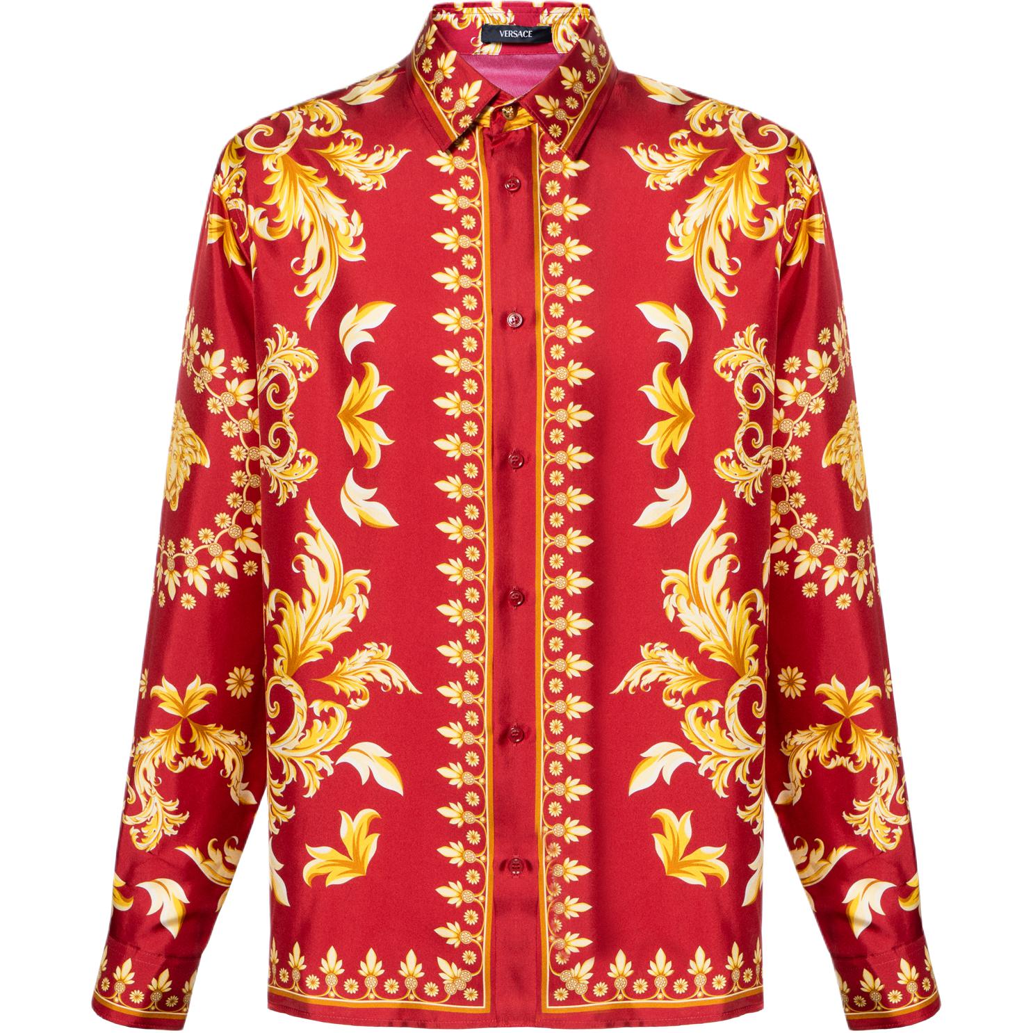 Мужская рубашка Versace Шелковая (черная)