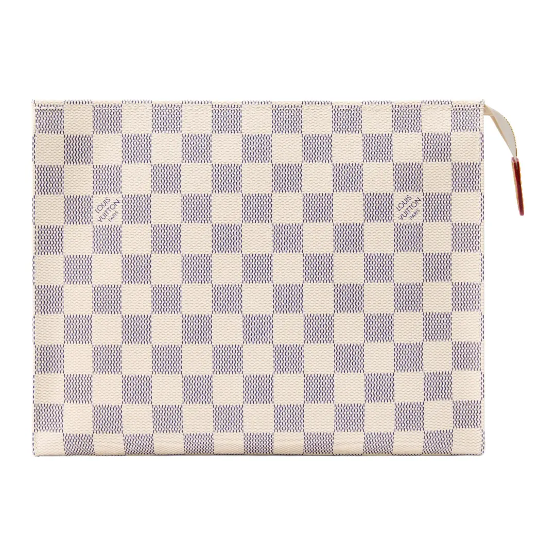 LOUIS VUITTON Poche Toilette Damier Azur Coated Canvas Toiletry Bag Toiletry Bag Women's Beige