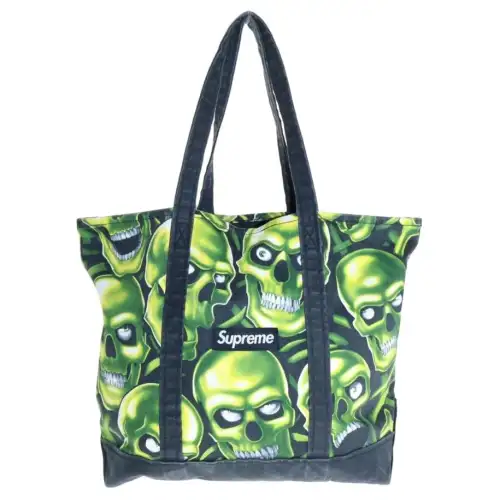 Supreme Polyester Tote Bag, Shopping Bag, Handbag, Shoulder Bag Unisex Black/Green