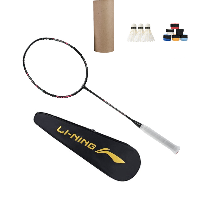 Li Ning Thunder Mini Cannon Full Carbon Badminton Rackets Strung Control Type All around Defense Entry level 4UG5 Black