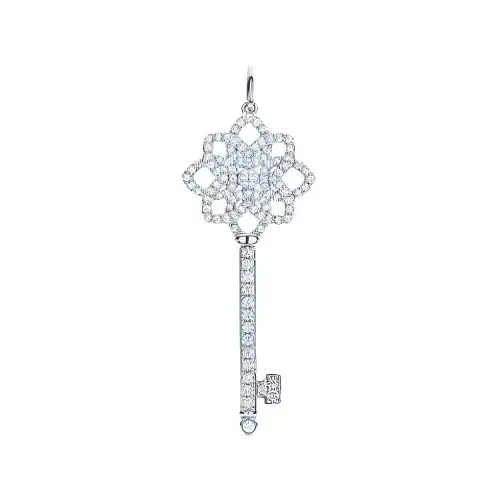 TIFFANY & CO. Tiffany Keys Series Diamond Keys Platinum Pendant Women's Silver