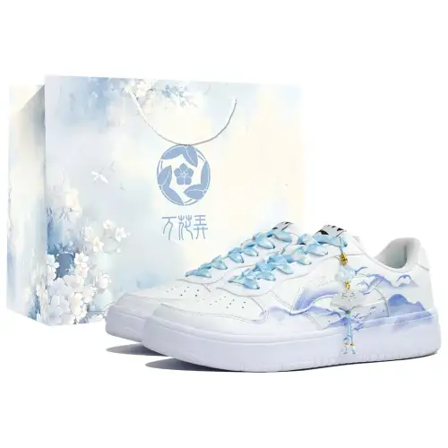 Li Ning Floating Boat Coverage Slip Resistant And Abrasion Resistant Low top Skateboard Shoes Men's White Blue