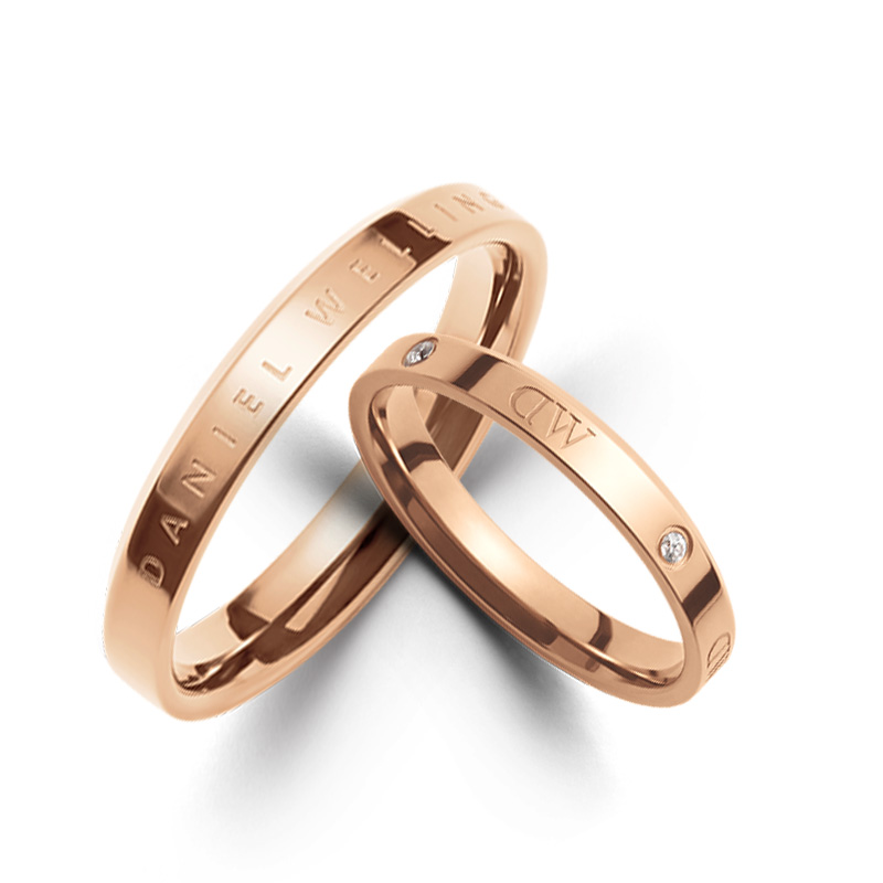 Daniel Wellington Daniel Wellington Star Letter Engraved Logo Set Alloy Ring Unisex Couple Style Rose Gold