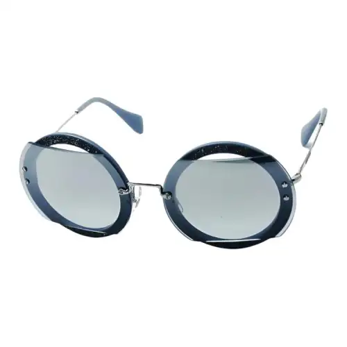 MIU MIU Acetate Round Sunglasses Women's Blue