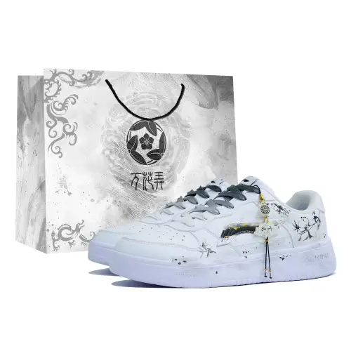 Li Ning Floating Boat Synthetic Leather Low top Skateboard Shoes Men's Black White