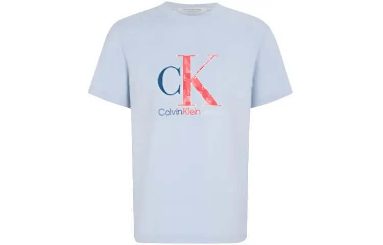 Calvin Klein T-Shirts Men's Blue Crew Neck Moderate
