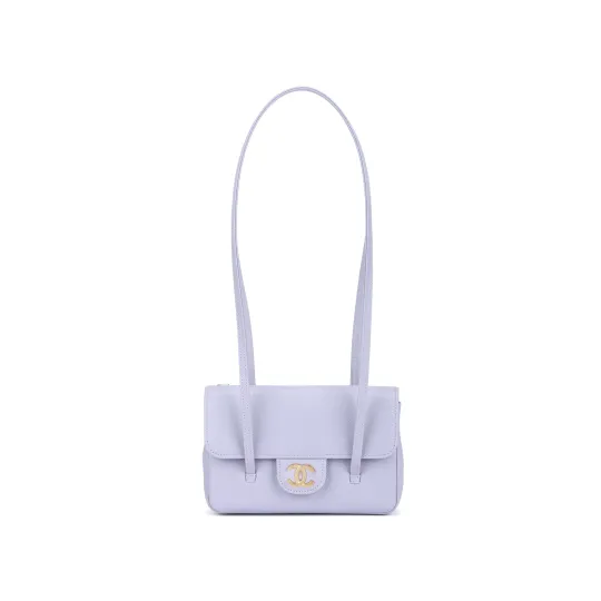 CHANEL Chanel 26S Preppy Coco Сумка подмышки Старый логотип бренда Сумка на плечо из телячьей кожи Женская фиолетовая