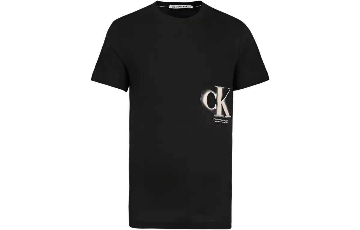 Calvin Klein T-Shirts Men's Black Crew Neck Moderate Straight Fit