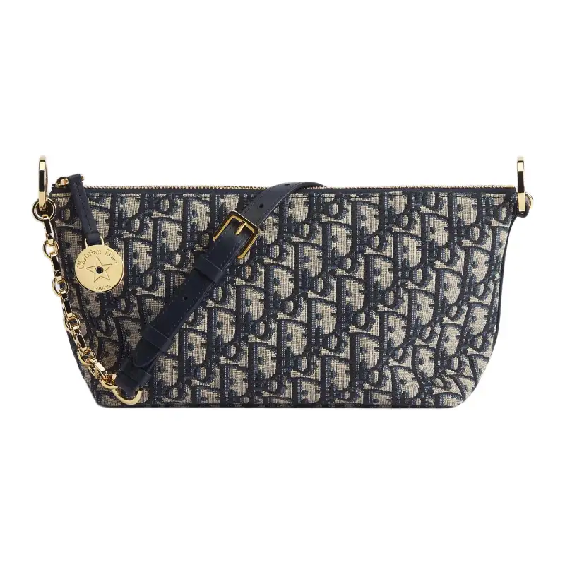 DIOR Diorstar Hobo Jacquard Fabric Handbag, Shoulder Bag Women's Blue