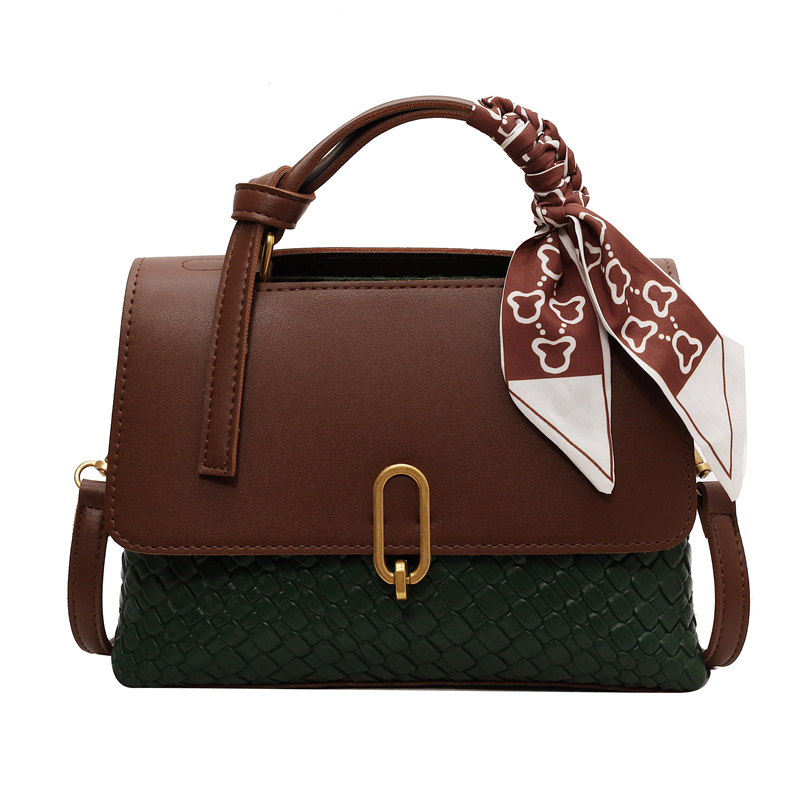 ZUONU Pu Handbag, Crossbody Bag Medium Women's Black Coffee Brown/Coffee With Green/Brown With Ecru