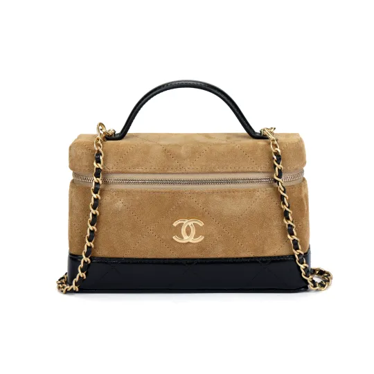 CHANEL Chanel 26S Сумка-коробка LP с двойной C золотой пряжкой, золотая цепочка, женская коричневая сумка