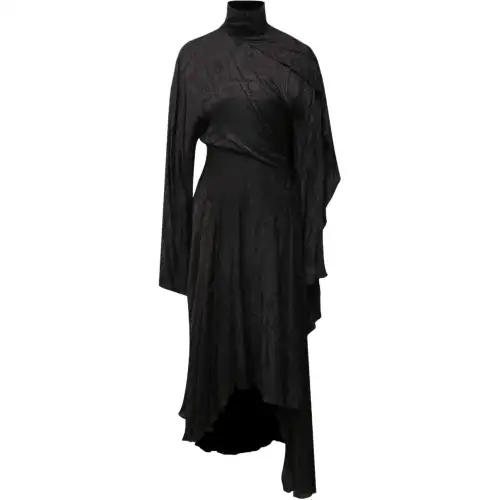 Balenciaga Long Sleeved Dresses Women's Black Turtleneck Moderate Mid Length
