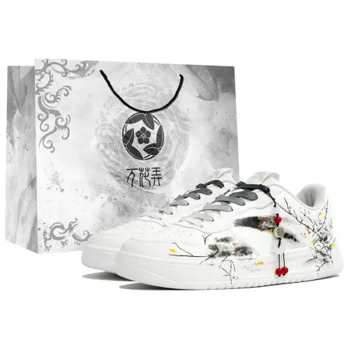 Anta Coverage Slip Resistant Abrasion Resistant Low top Skateboard Shoes Unisex White Black