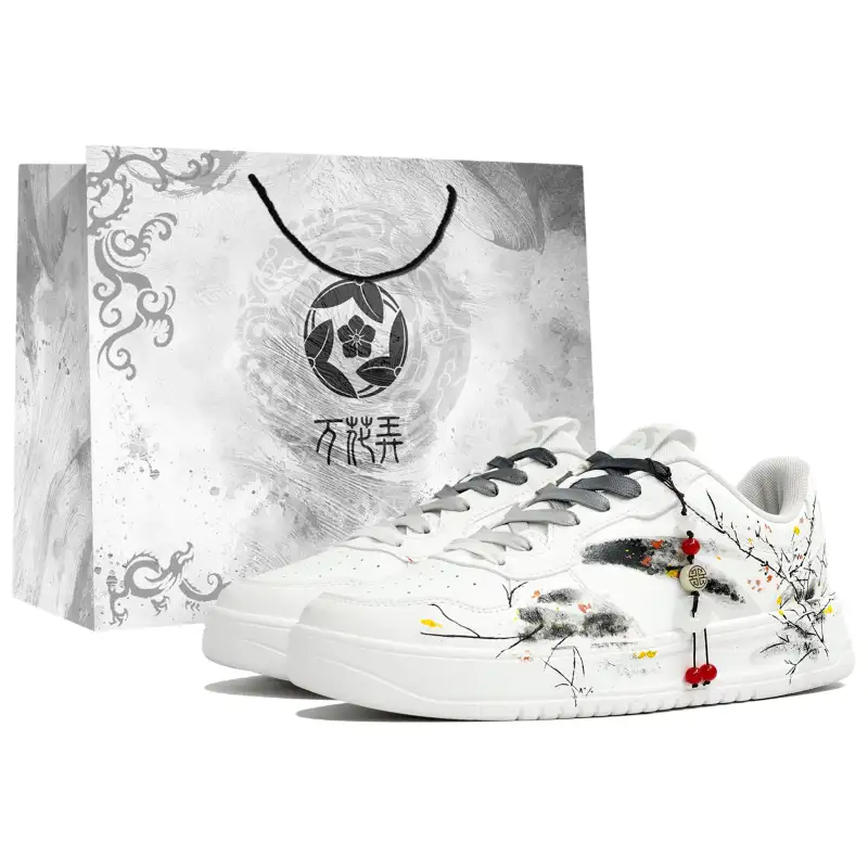 Anta Coverage Slip Resistant Abrasion Resistant Low top Skateboard Shoes Unisex White Black