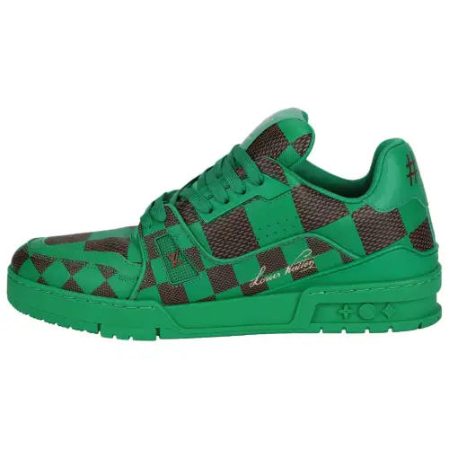 LOUIS VUITTON Trainer Cow Leather Low top Skateboard Shoes Men's Green