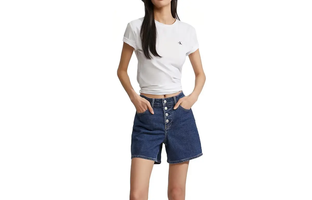 Calvin Klein T-Shirts Women's Moon White Light Crew Neck Moderate Other