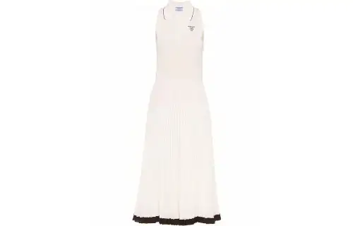 PRADA Sleeveless Dresses Women's Nude Lapel Moderate Mid Length